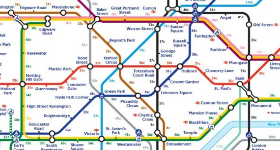 La mappa della Tube che ci dice quante calorie si bruciano camminando tra una stazione e l’altra