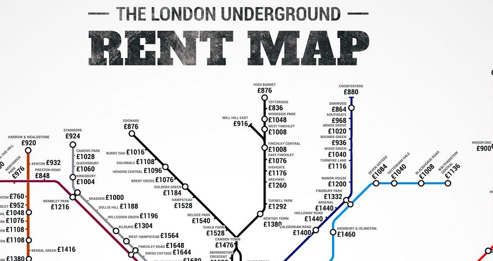 Ecco la mappa della tube di Londra che ti dice l'affitto medio per ogni